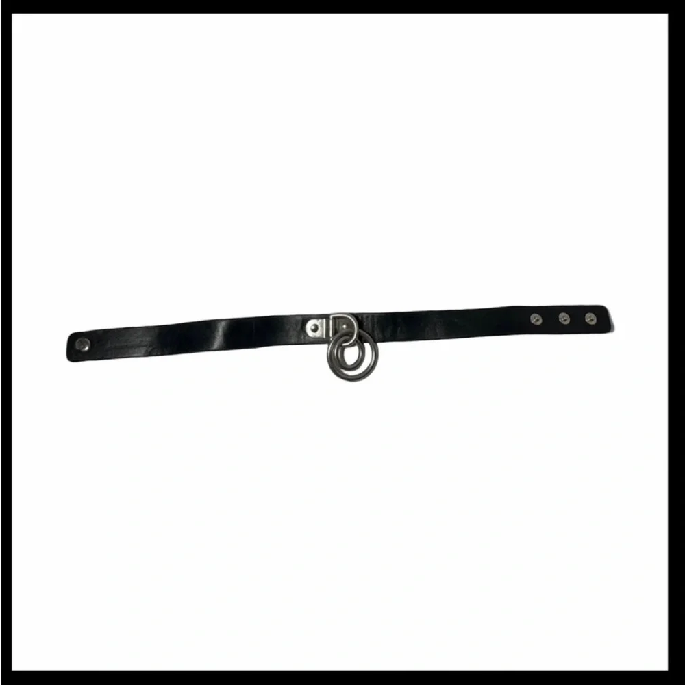 Leather Choker w Metal Buckle Punk Emo Goth Grunge Witchy Vamp Festival Hardware
